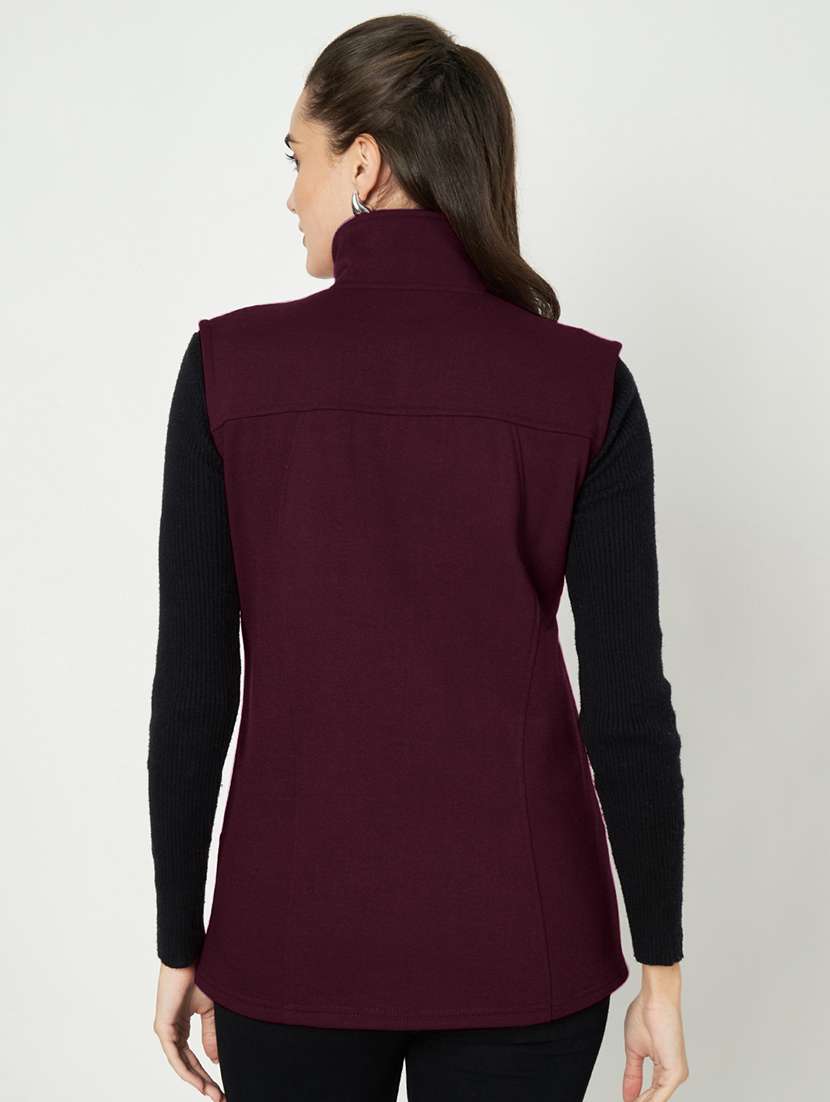 women solid sleeveless regular jacket - 21748672 -  Standard Image - 2