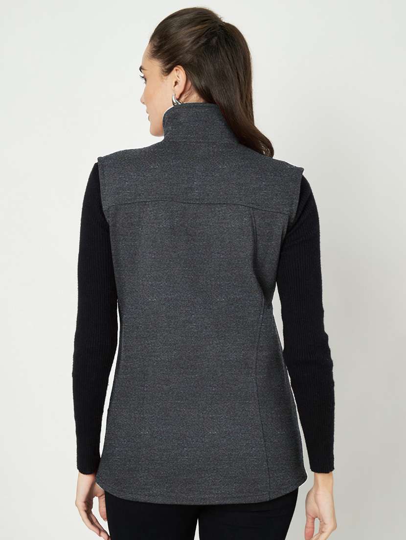 Women Solid Sleeveless Regular Jacket - 21748673 -  Standard Image - 2