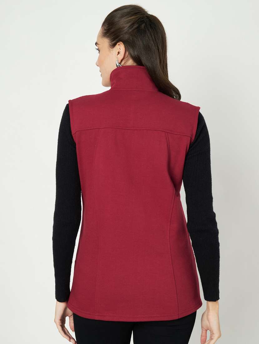 Women Solid Sleeveeless Regular Jacket - 21748676 -  Standard Image - 2