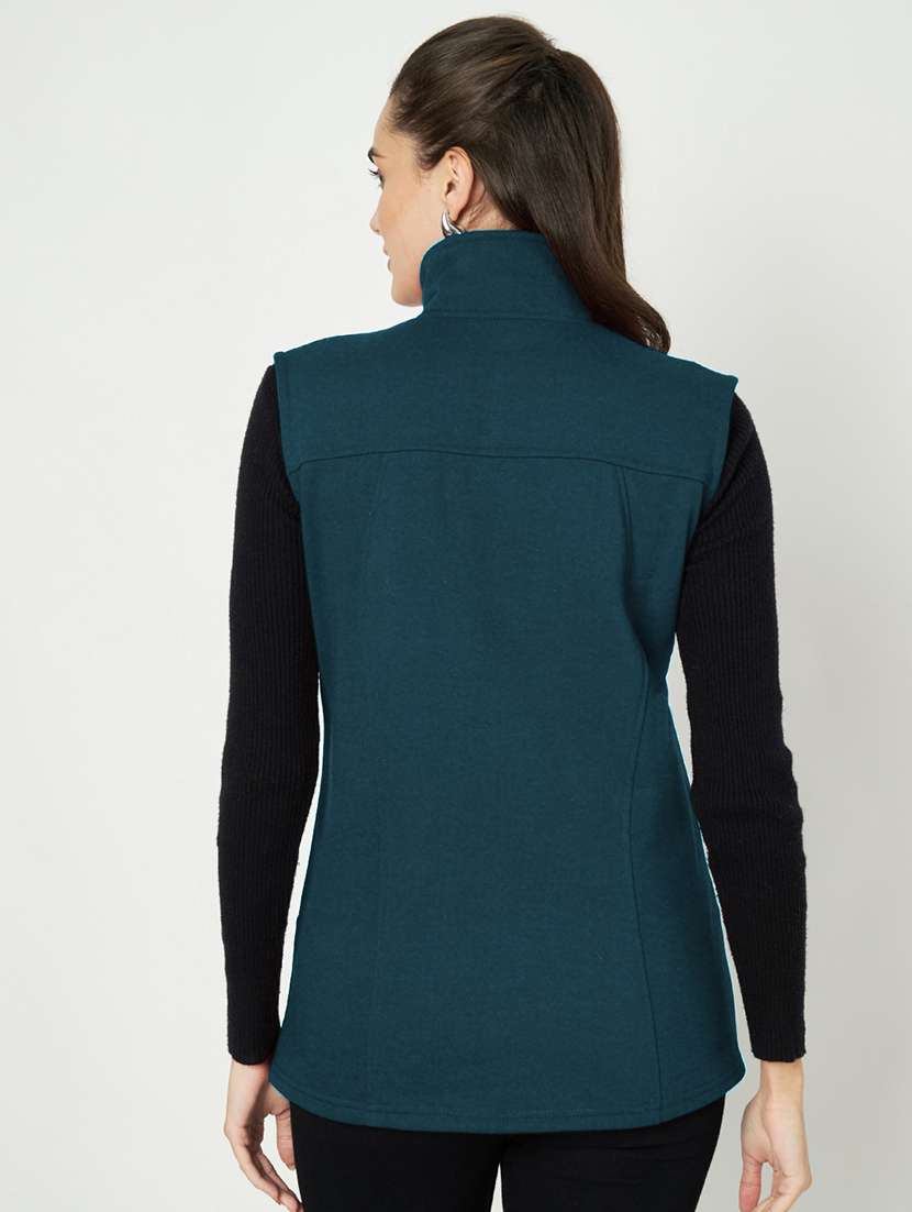 women solid sleeveless regular jacket - 21748680 -  Standard Image - 2