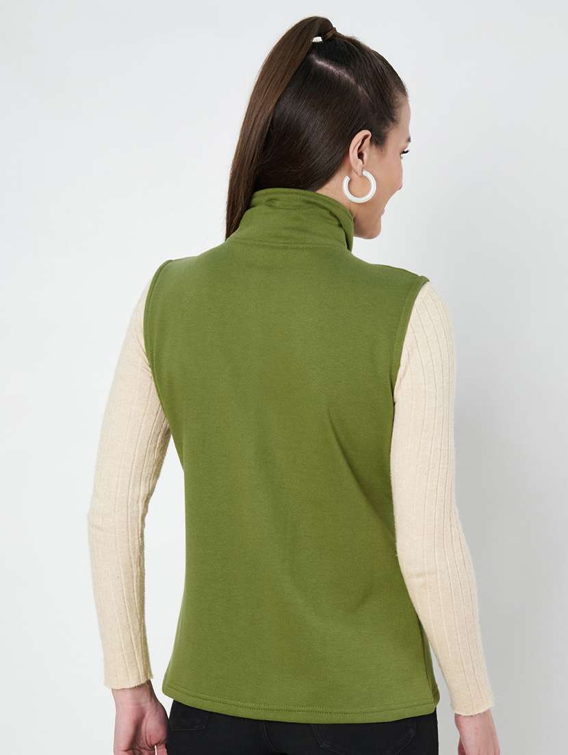women solid sleeveeless regular jacket - 21748685 - Standard Image - 2