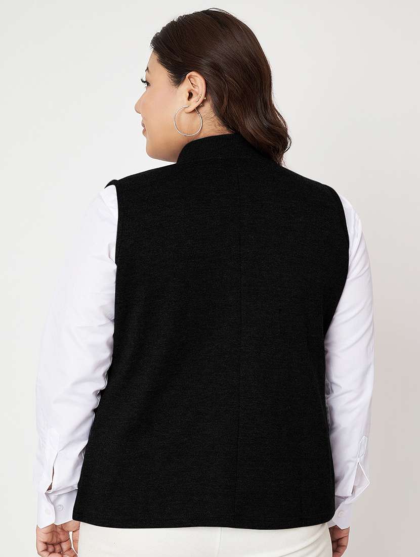women plus size solid sleeveless regular jacket - 21748700 - Standard Image - 2