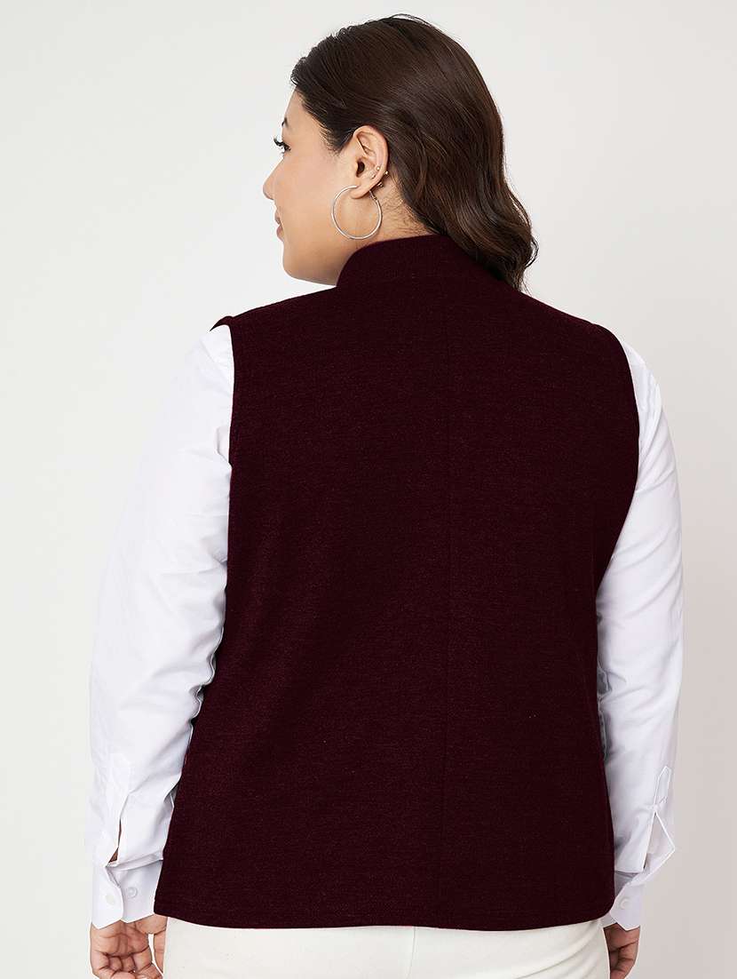 women plus size solid sleeveeless regular jacket - 21748701 -  Standard Image - 2