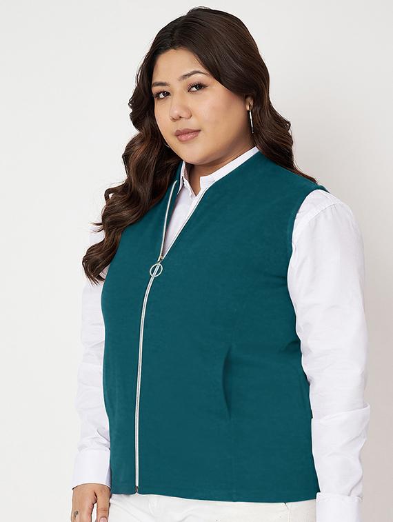 teal fleece regular jacket - 21748708 - Standard Image - 2