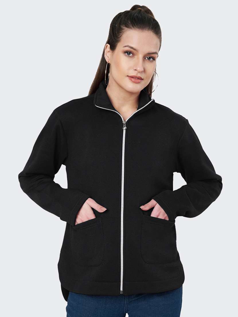 women solid long sleevees regular jacket