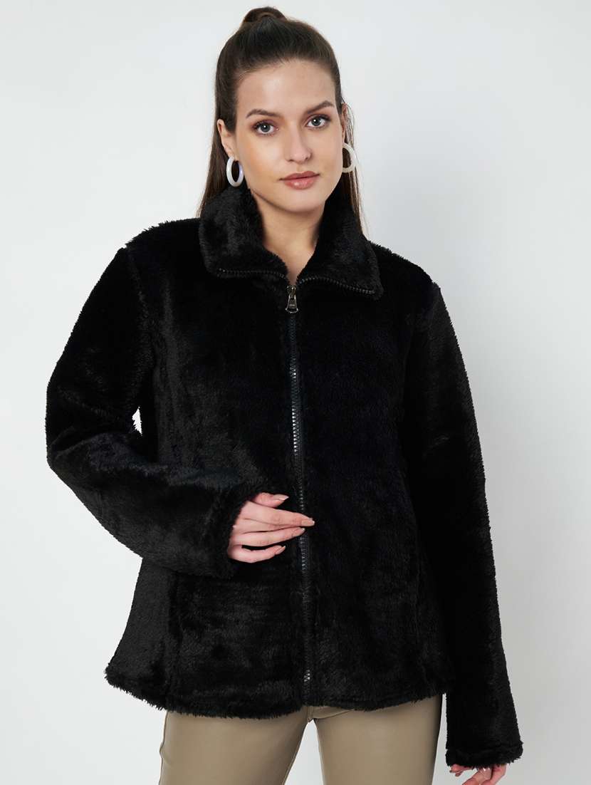 women solid long sleevees regular jacket