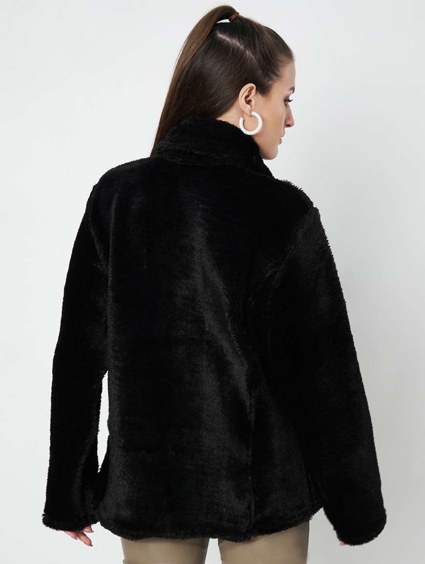 women solid long sleevees regular jacket - 21748740 -  Standard Image - 2