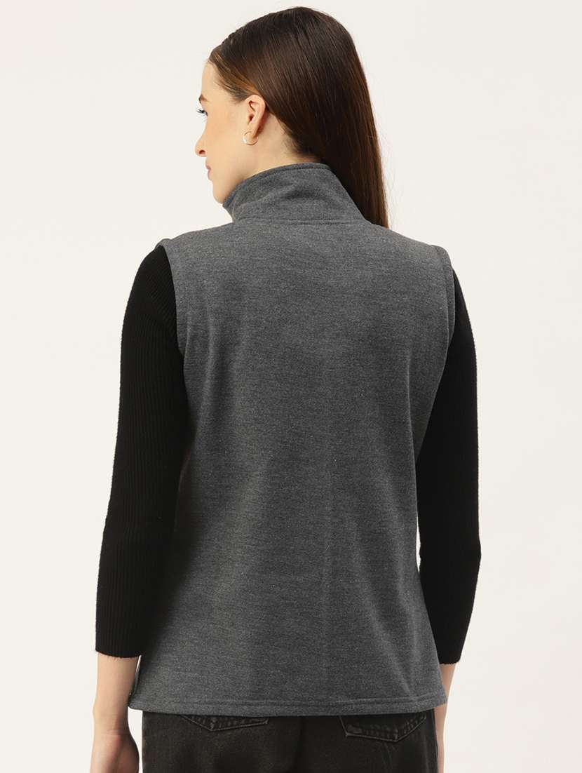 women solid sleeveeless regular jacket - 21748751 -  Standard Image - 2