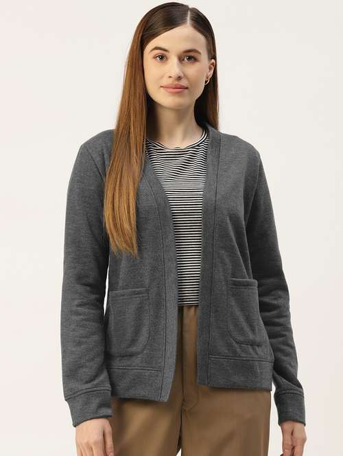 women solid long sleeves regular jacket - 21748759 -  Standard Image - 0