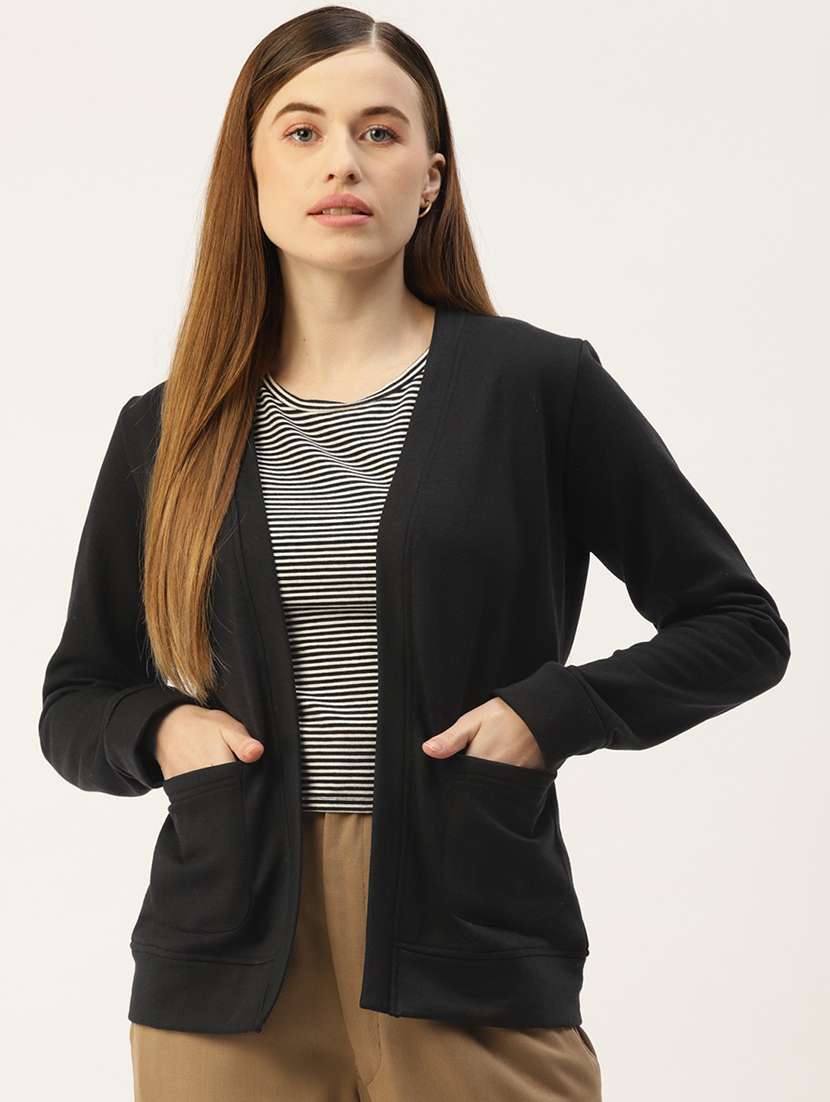 women solid long sleevees regular jacket
