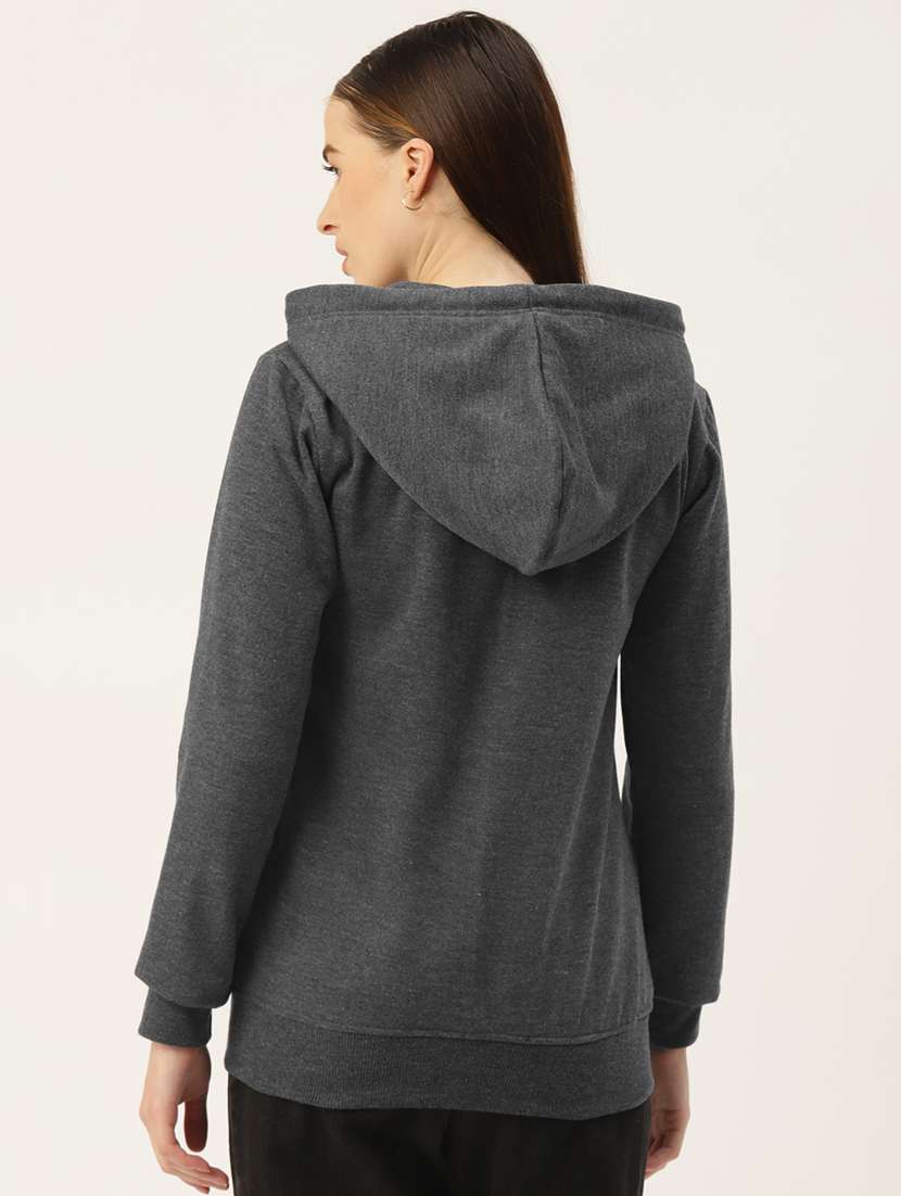 women solid long sleevees regular hooded jacket - 21748768 -  Standard Image - 2