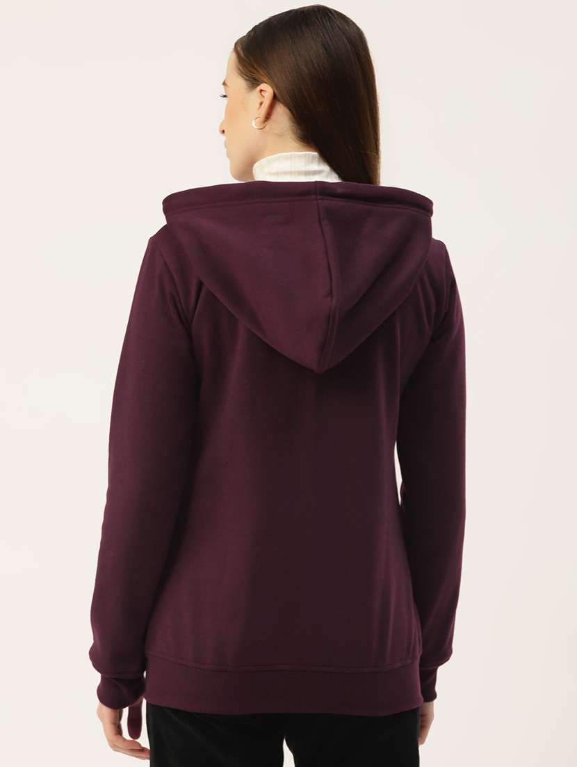 women solid long sleeves hooded jacket - 21748770 -  Standard Image - 2