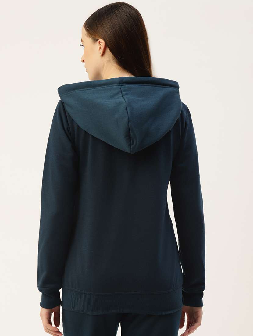 women solid long sleeves hooded jacket - 21748771 -  Standard Image - 2