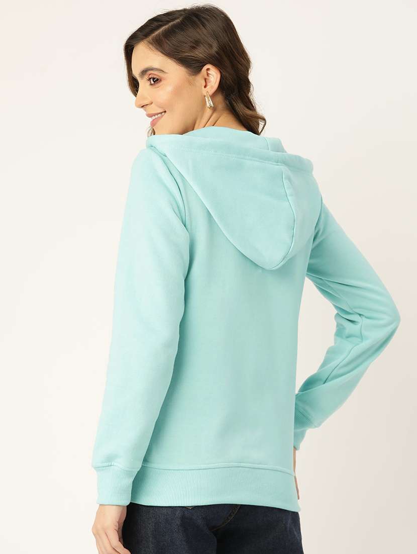 women solid long sleeves hooded jacket - 21748772 -  Standard Image - 2