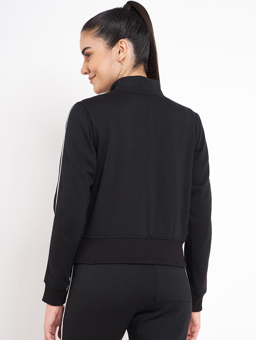 women solid long sleeves stand collar jacket - 21748773 - Standard Image - 2