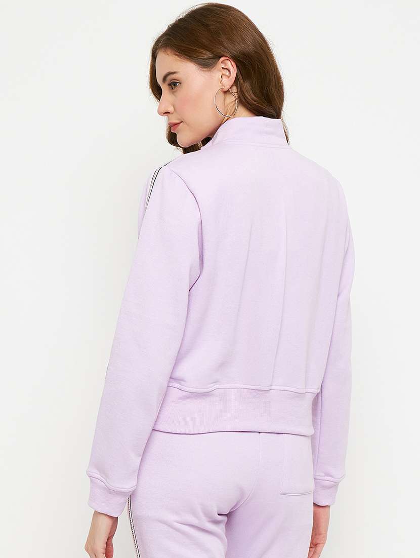 women solid long sleeves stand collar jacket - 21748776 -  Standard Image - 2