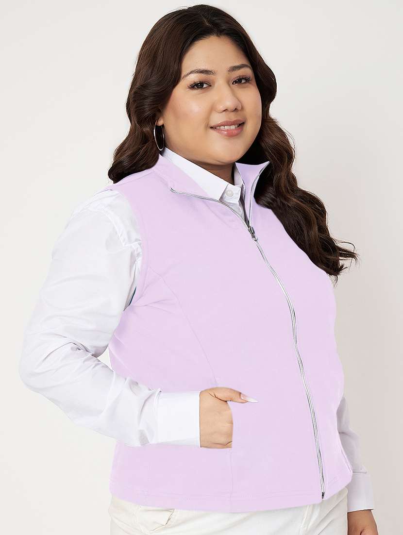 women plus size stand collar sleeveless jacket - 21748807 -  Standard Image - 2