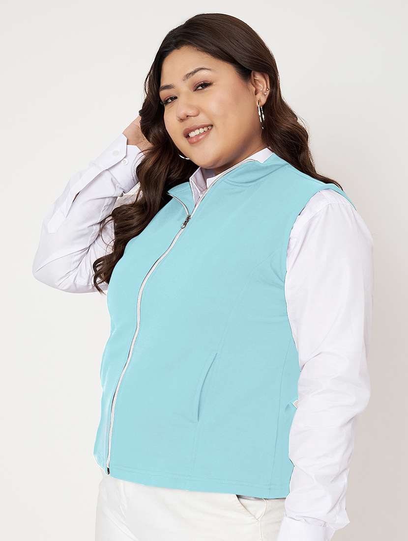 women plus size stand collar sleeveless jacket - 21748814 -  Standard Image - 2