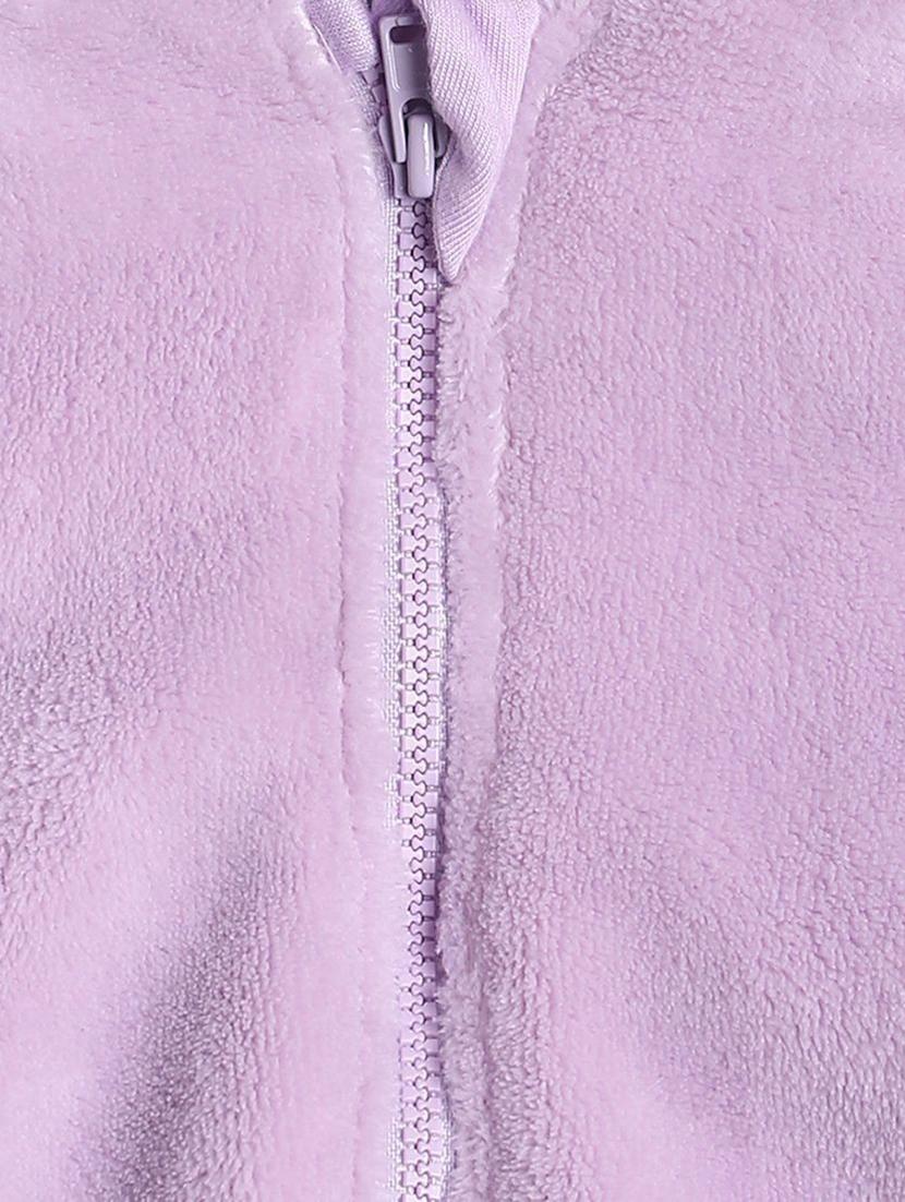 girls lavender solid long sleeve hooded fur jackets - 21748907 - Standard Image - 2