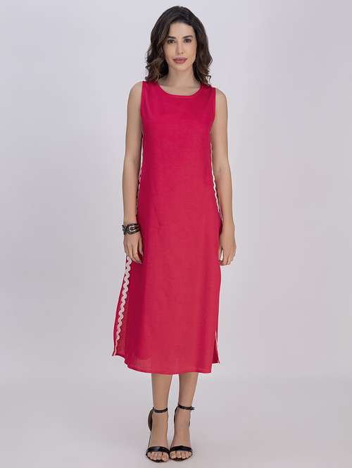 women solid sleeveless a-line dress - 21748927 - Standard Image - 0