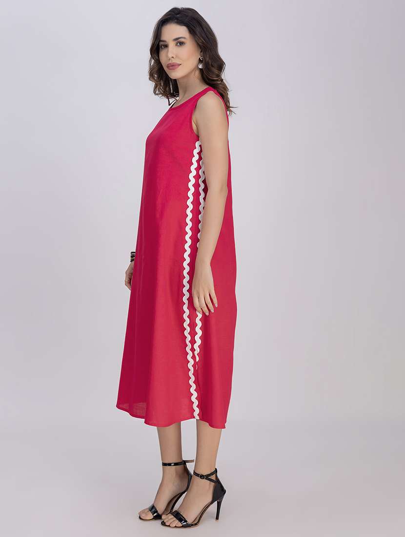 women solid sleeveless a-line dress - 21748927 - Standard Image - 2
