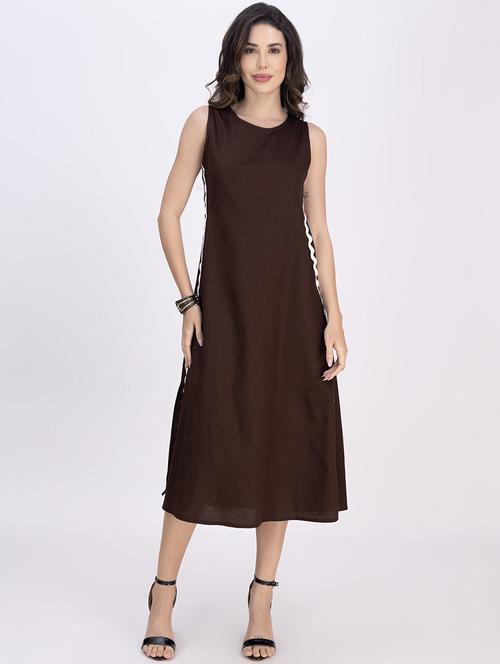 women solid sleeveless a-line dress - 21748928 - Standard Image - 0