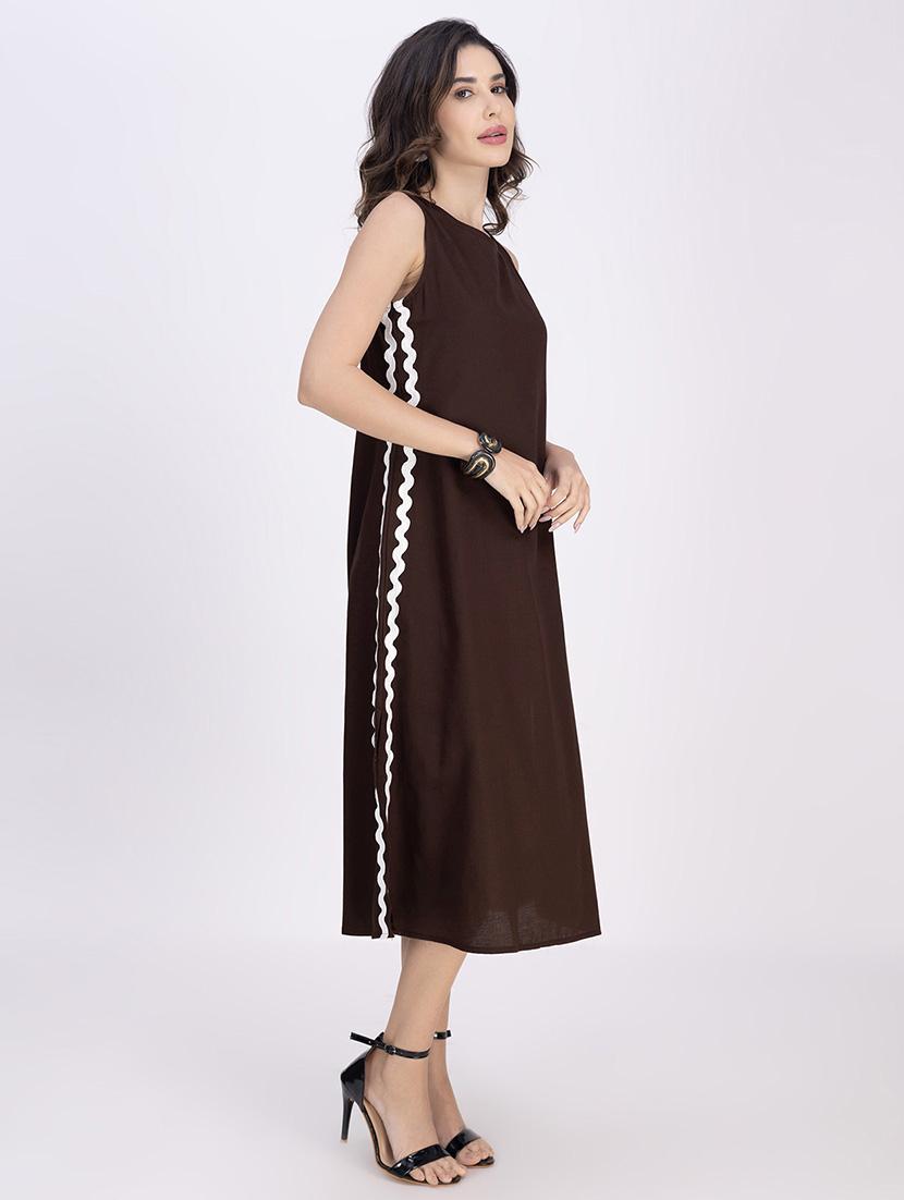 women solid sleeveless a-line dress - 21748928 - Standard Image - 2