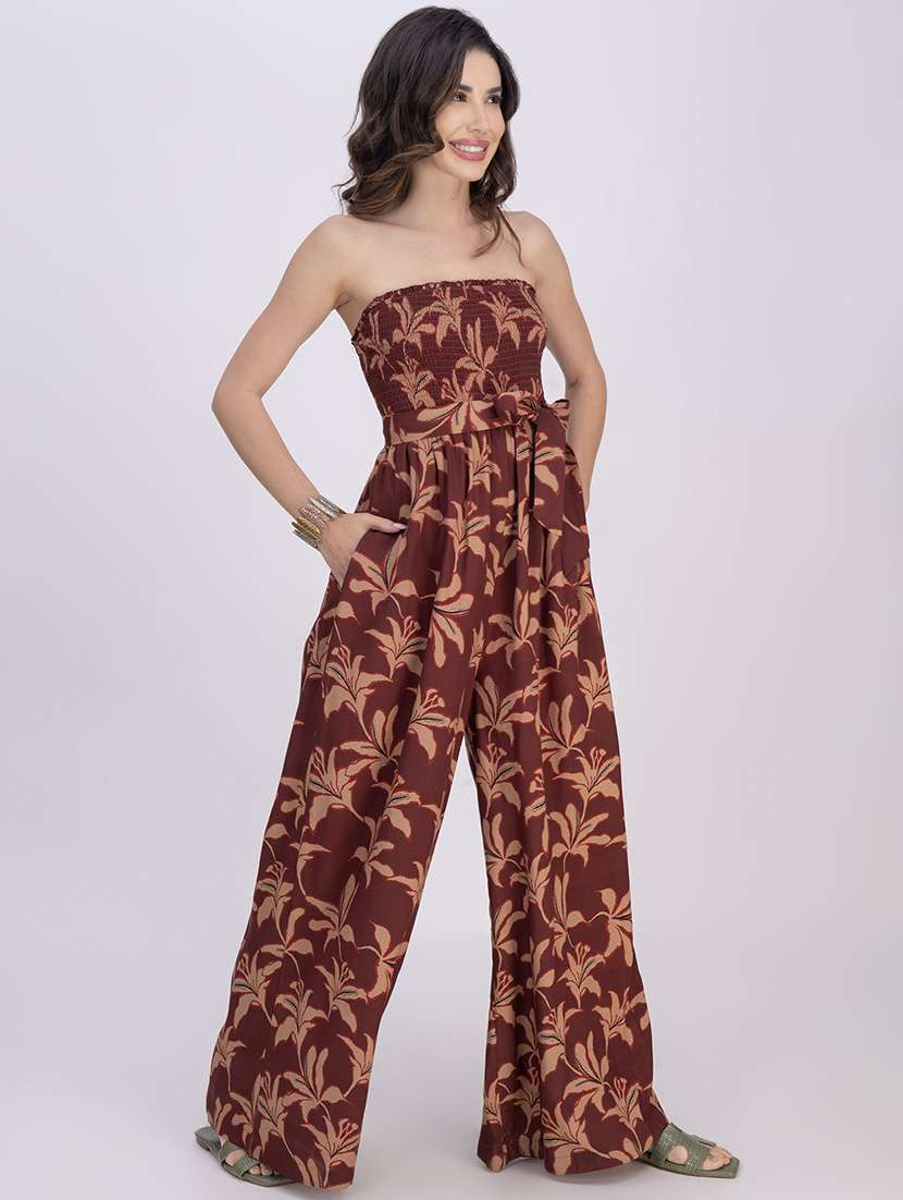 women printed smocked detailed full length jumpsuit - 21748929 -  Standard Image - 2