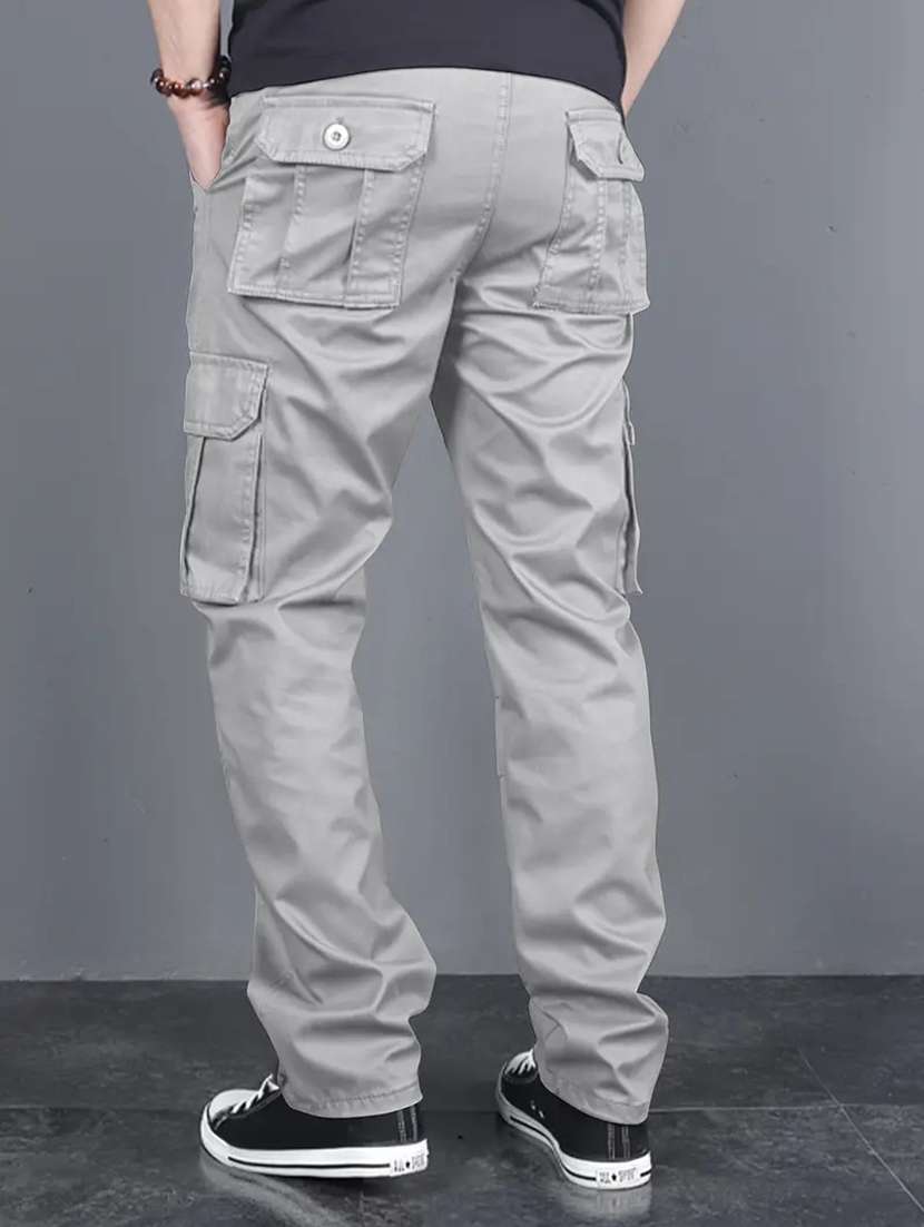 Men Solid Mid Rise Regular Fit Cargo - 21749328 -  Standard Image - 2