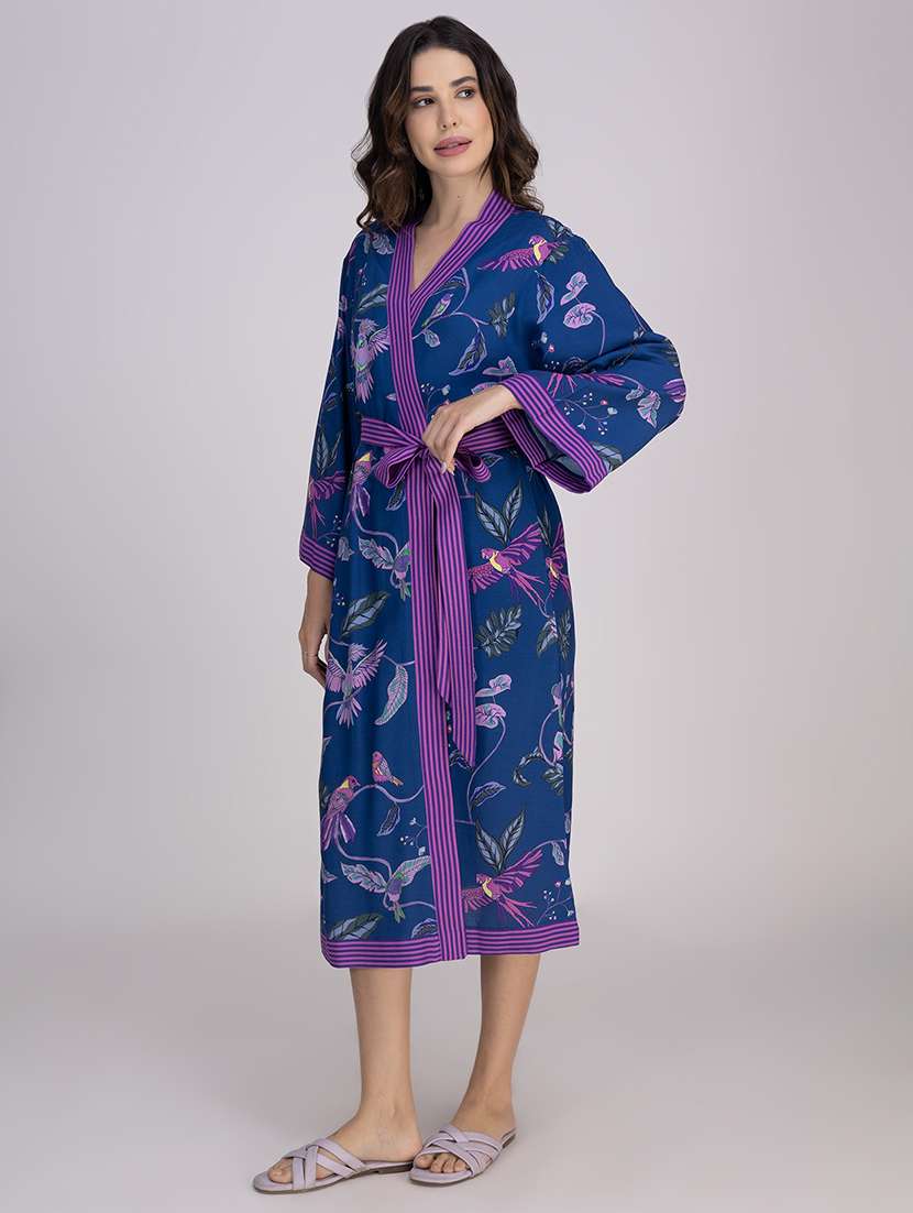 women printed long sleeves sleepwear robe - 21749543 -  Standard Image - 2