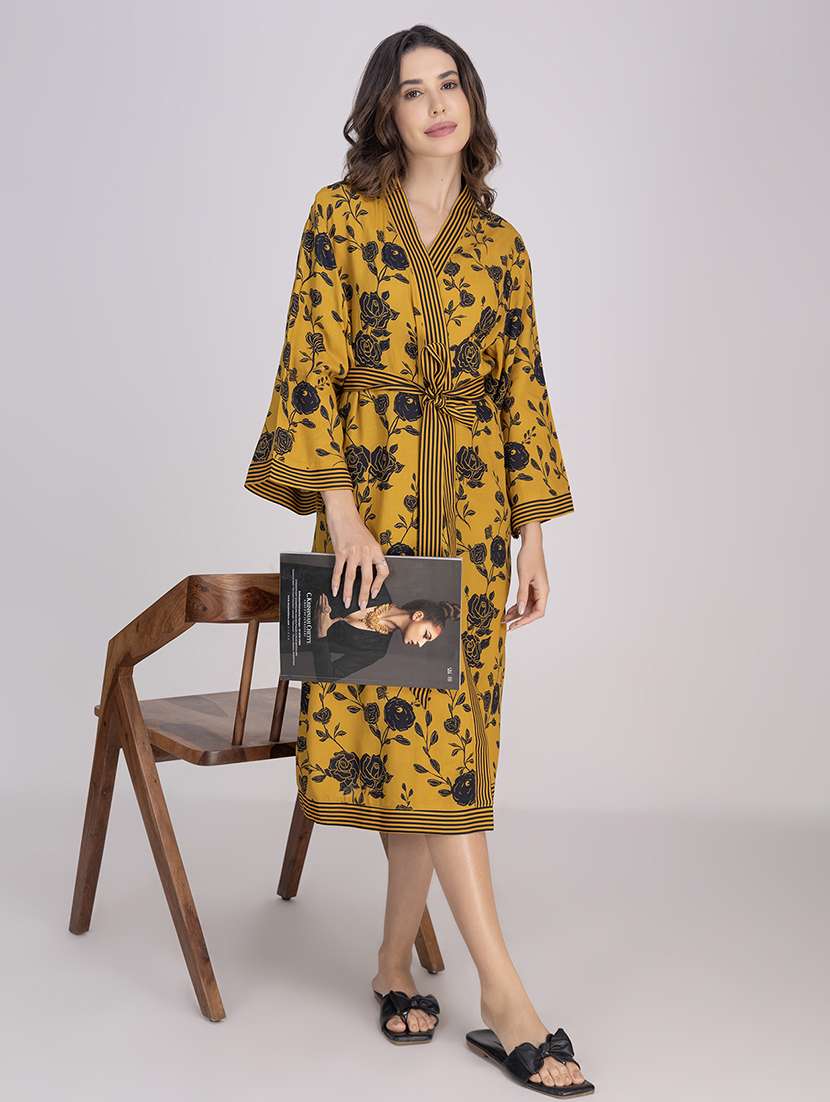 women printed long sleeves sleepwear robe - 21749544 -  Standard Image - 2