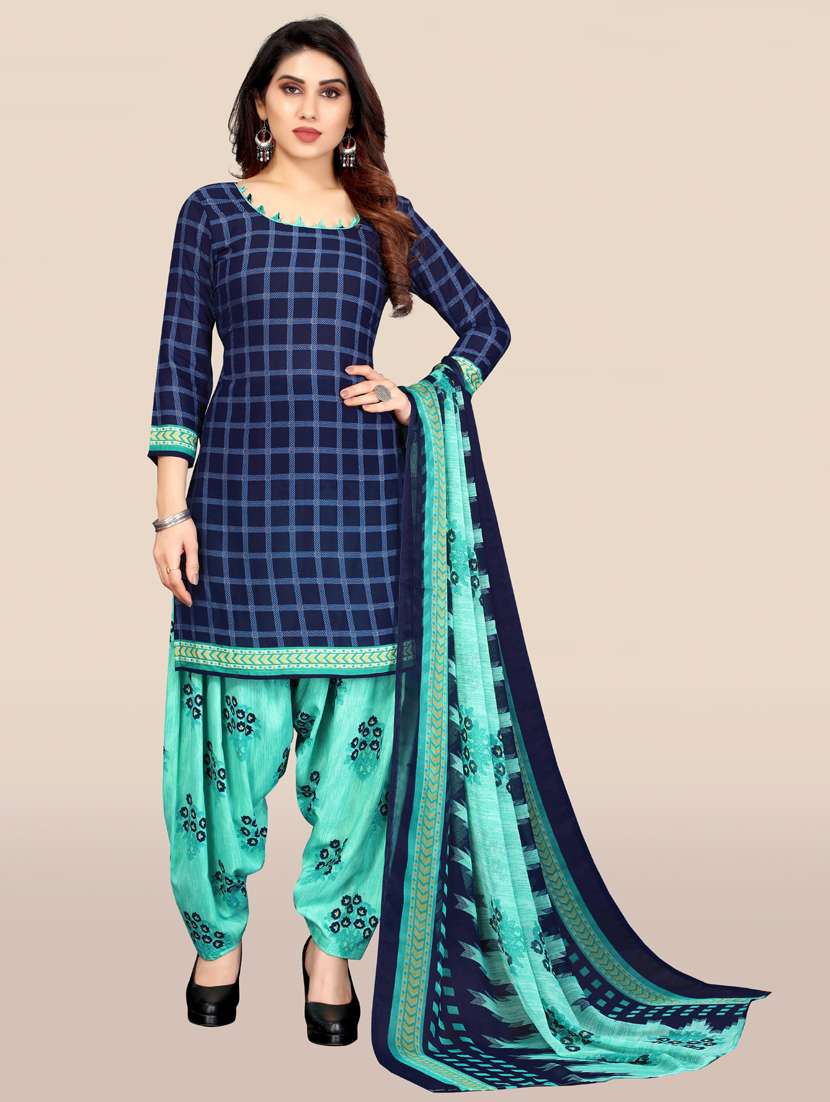 women checkered unstitched salwar suit set