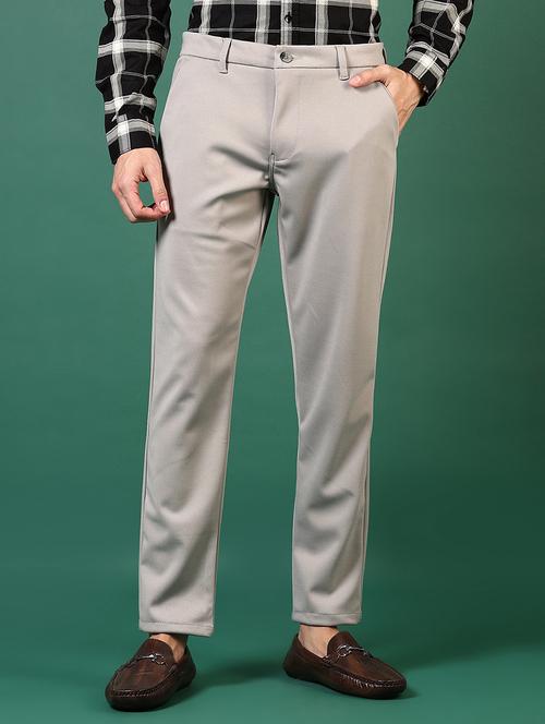 men mid rise solid flat front casual trouser - 21749689 -  Standard Image - 0