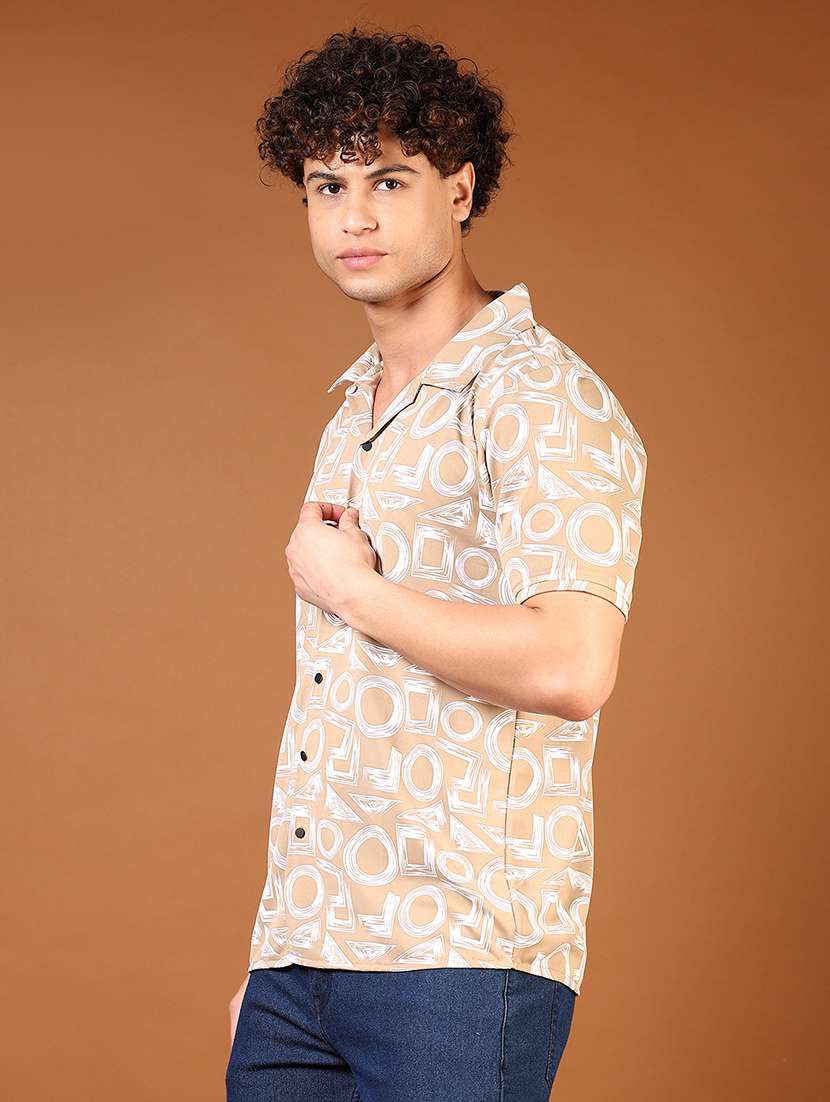 men printed short sleeve regular fit casual shirt - 21749700 -  Standard Image - 2