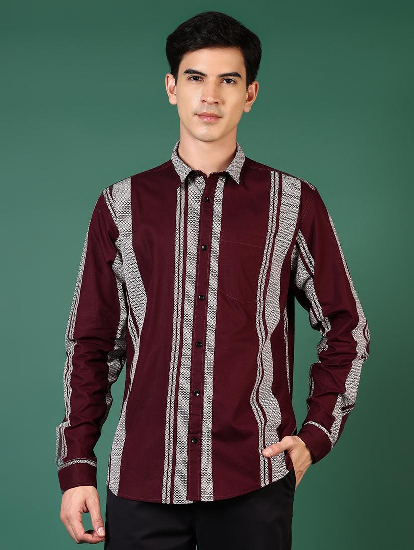 men striped long sleeve regular fit casual shirt - 21749728 - Zoom Image - 0