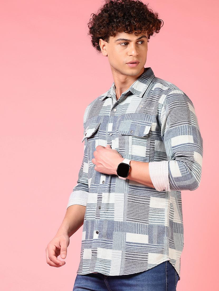men printed long sleeve slim fit casual shirt - 21749740 - Standard Image - 2
