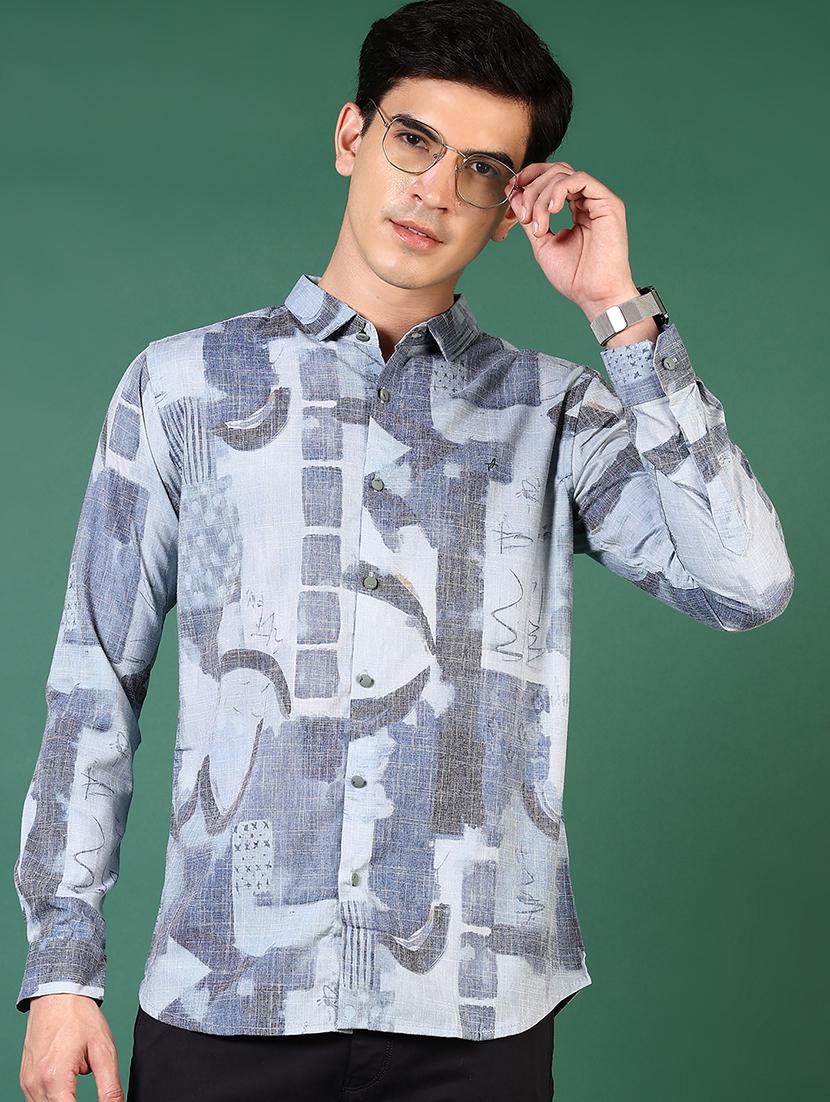 men printed long sleeve slim fit casual shirt - 21749741 - Standard Image - 2