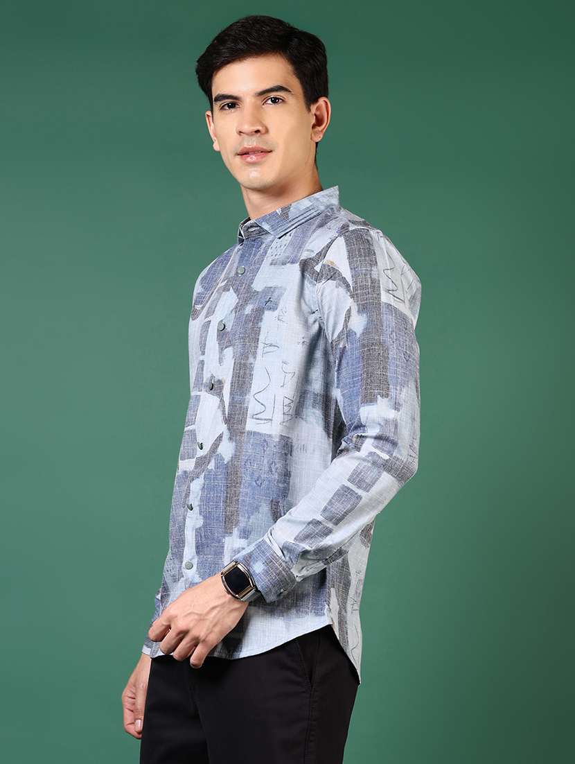 men printed long sleeve slim fit casual shirt - 21749741 -  Standard Image - 2