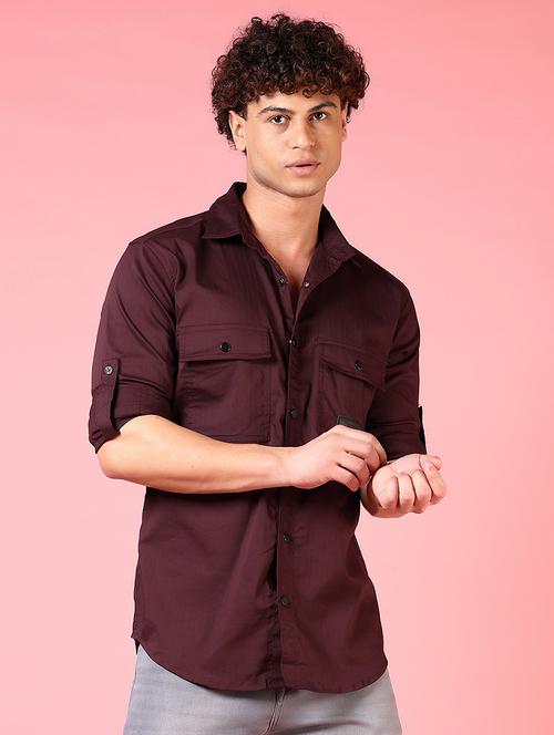 men solid long sleeve regular fit casual shirt - 21749750 -  Standard Image - 0
