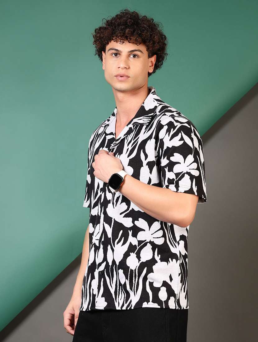 men printed short sleeve loose fit casual shirt - 21749757 -  Standard Image - 2