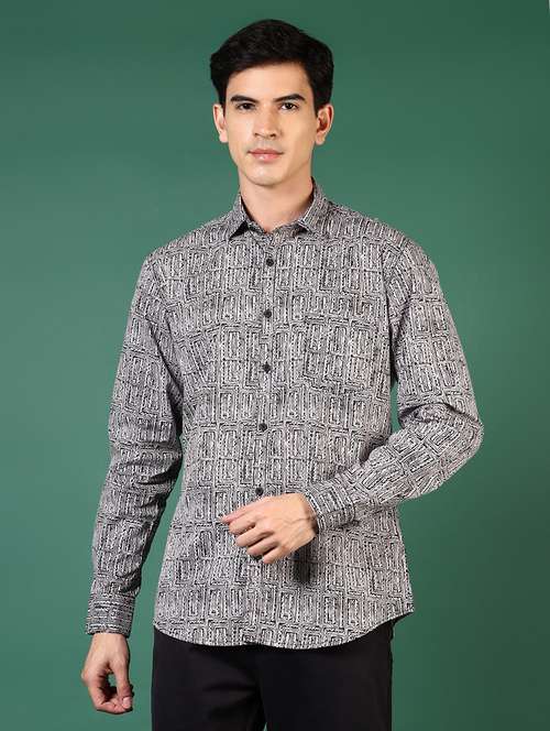 men printed long sleeve regular fit casual shirt - 21749764 - Standard Image - 0
