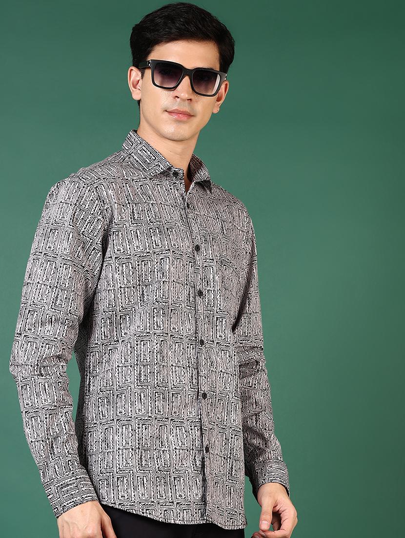 men printed long sleeve regular fit casual shirt - 21749764 - Standard Image - 2