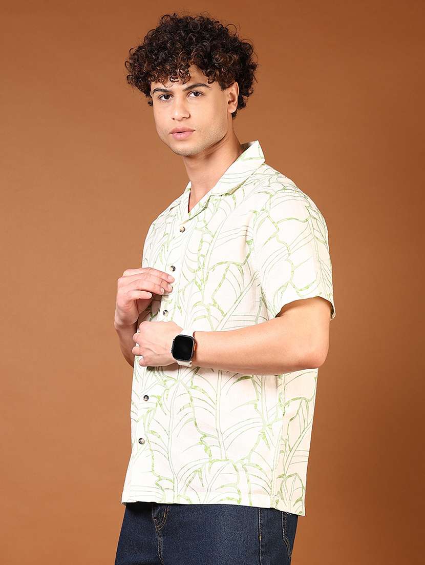 men cuban collared short sleeves casual shirt - 21749770 -  Standard Image - 2