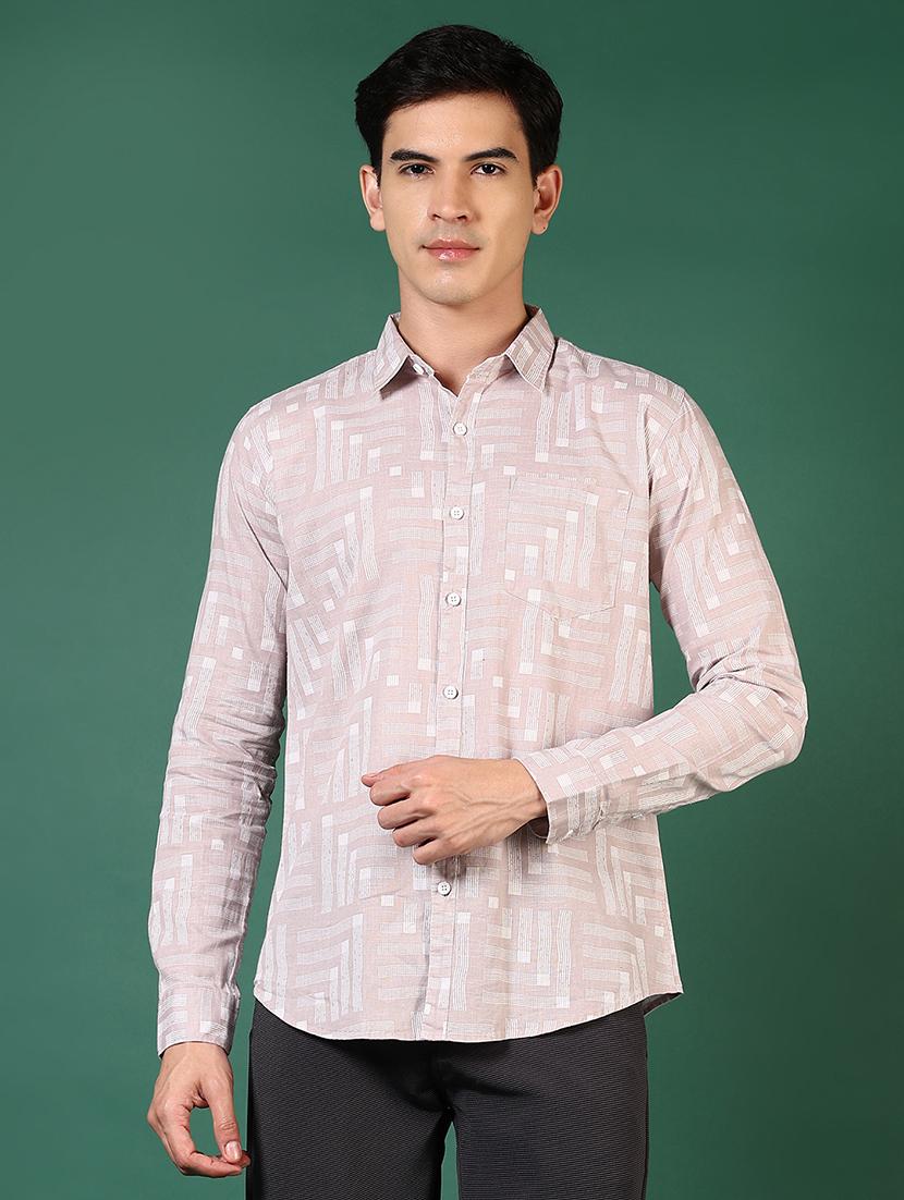 men printed collared long sleeves casual shirt - 21749772 -  Zoom Image - 0
