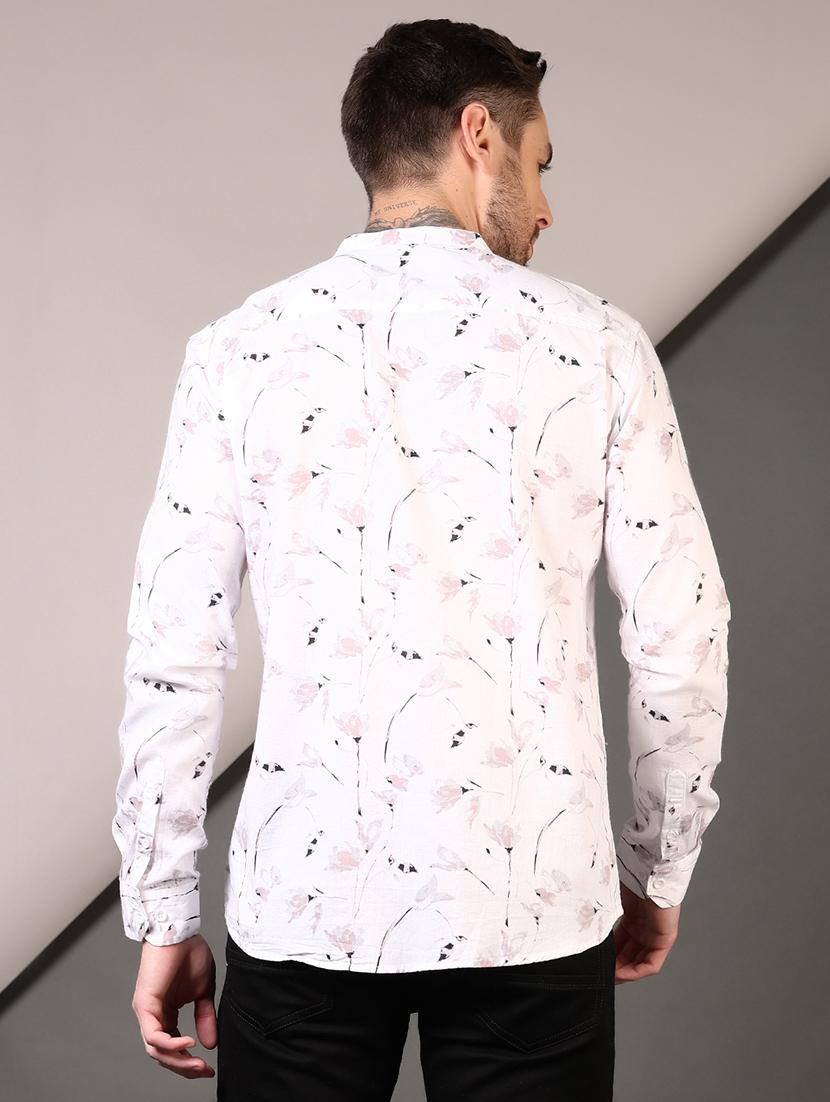 men printed mandarin neck long sleeves casual shirt - 21749773 - Standard Image - 2