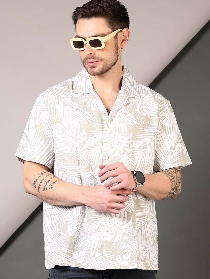 men cuban collared short sleeves casual shirt - 21749775 - Standard Image - 2
