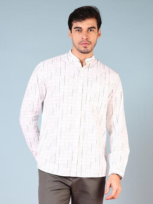 men printed mandarin neck long sleeves casual shirt - 21749776 -  Standard Image - 0