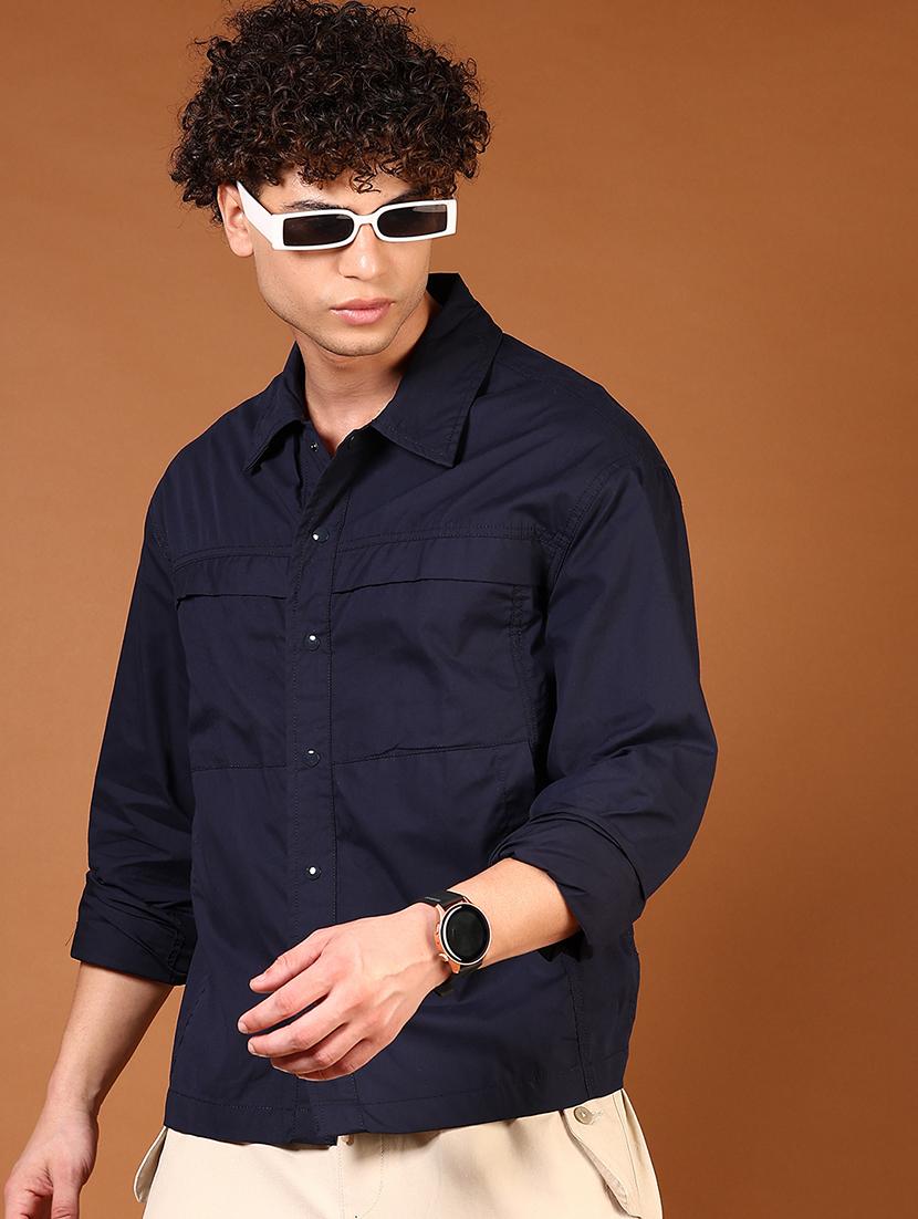 men solid collared long sleeves casual shirt - 21749779 - Standard Image - 2