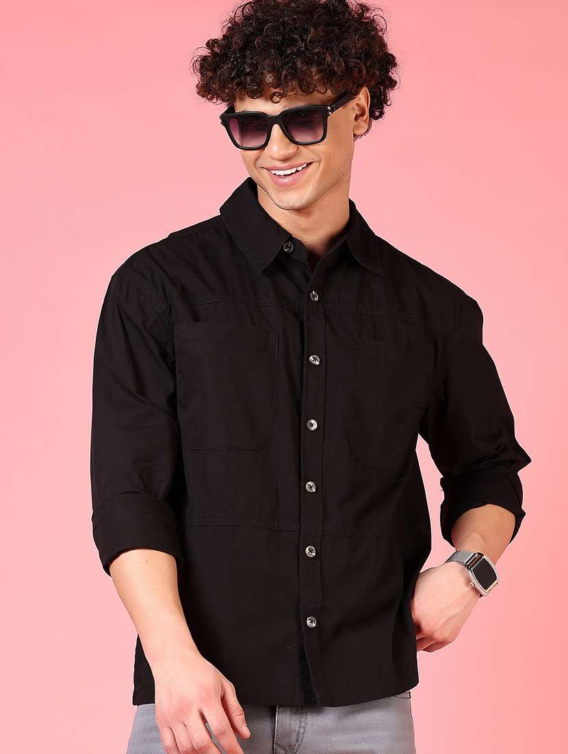 men solid long sleeve regular fit casual shirt - 21749781 -  Zoom Image - 0