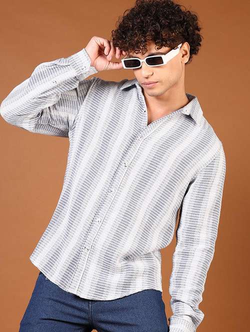 men striped long sleeve regular fit casual shirt - 21749794 -  Standard Image - 0